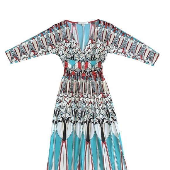 Boston Proper Multicolored Print Side Slits Maxi Dress Size 0 - Picture 3 of 16